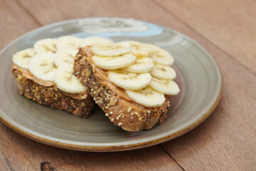 Banana peanut butter toast