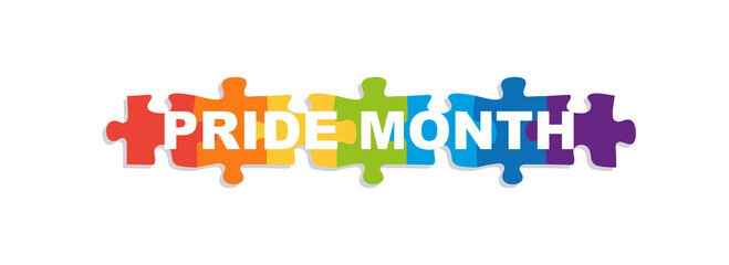 LGBT Pride Month . LGBT flag brush stroke. Pride day line abstract logo. Human rights and tolerance. Vector illustration isolated on white background.