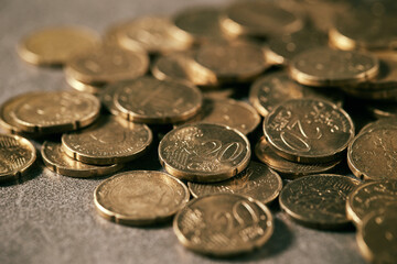 close up of a pile of coins