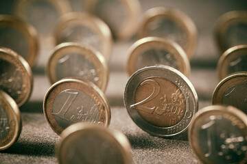 euro coins background 2 euro coins