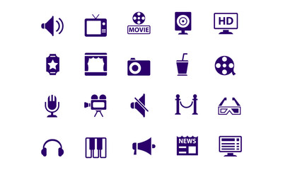  Media icon set vector design 