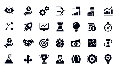 Business Glyph Icons. vector design 