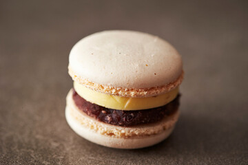 Butter Macaroons on a gray background 