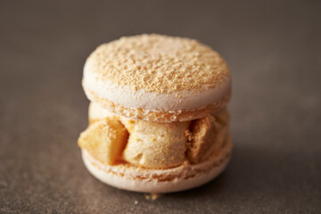 Rice cake topping macaron on gray background 