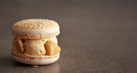 Rice cake topping macaron on gray background 