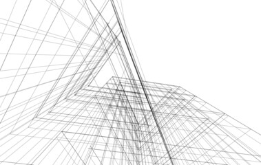 architectural concept drawing 3d illustration