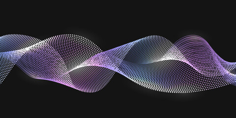 Nano technology wave lines, synergy  swirl curves, big data science,  network waves with glow light effect, abstract background pattern. Vector illustration