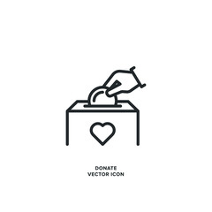 Donate Vector Icon. Contribute, Give, Gift, Present, Bestow, Grant, Hand over, Provide, Offer, Bequeath.