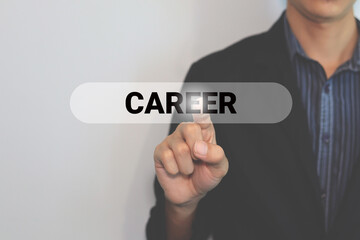 hand touching career button on virtual screen
