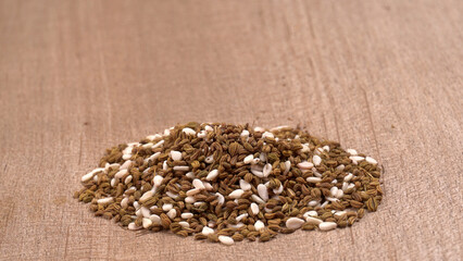 Ajwain Also Know as Ajowan, Caraway or (Trachyspermum Ammi) in spoon and in bowl.