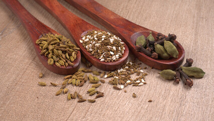 Ajwain Also Know as Ajowan, Caraway or (Trachyspermum Ammi) in spoon and in bowl.