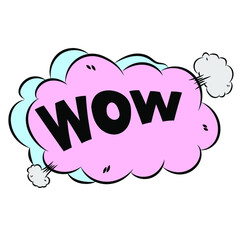 Comic speech bubbles with text Wow. Vector bright dynamic cartoon illustrations isolated on white background.