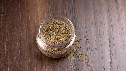 Ajwain Also Know as Ajowan, Caraway or (Trachyspermum Ammi) in spoon and in bowl.