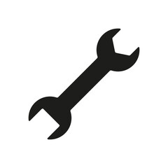 Wrench icon. Repair black silhouette pictogram. Vector isolated on white.	