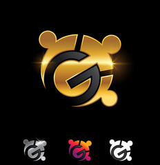 Golden Community Initial Letter G Logo