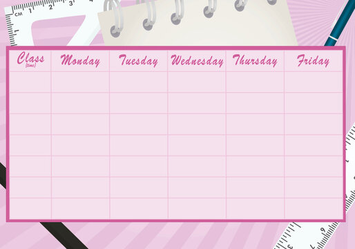 Back to school timetable. vector