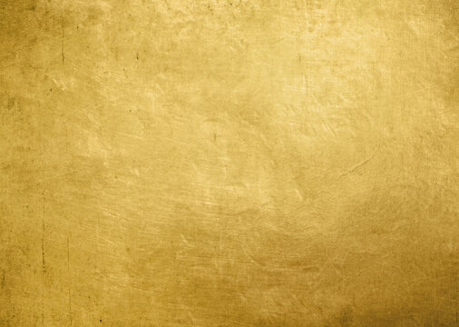 Gold metal old background or texture. Yellow steel plate.