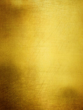 Gold metal old background or texture. Yellow steel plate.