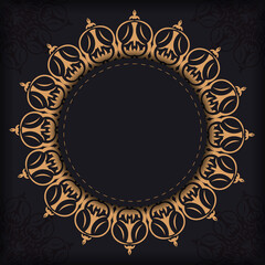 Square postcards in Black color with luxurious patterns. Invitation card design with vintage ornament.