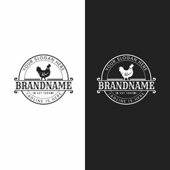 Vintage logo chicken farm illustration