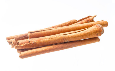 Cinnamon sticks on white background