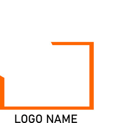 line forms a simple simple box, orange minimalist logo. icon vector logo