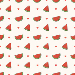 fresh watermelon doodle seamless pattern template