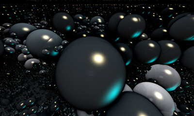 Dark Celebration conceptual- Bunch of noirl balloon with sky background 3d render