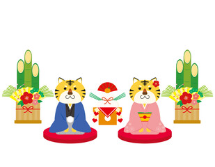 2022年　寅年の年賀状のイラスト素材