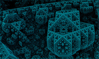 Seamless geometric pattern, design, graphic repeating pattern for printing on textiles, layout for clothing design, packaging. Fractal pattern. 3D Rendering.