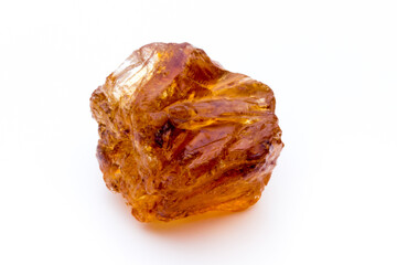 Brown caramelized sugar on white background.