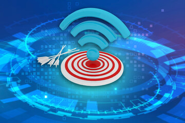 3d illustration target wifi arrow concept
