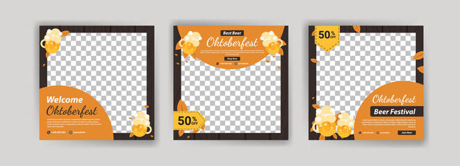 Welcome Oktoberfest. Best Beer Oktoberfest. Oktoberfest Beer Festival. Banner vector for social media ads, web ads, business messages, discount flyers and big sale banners.