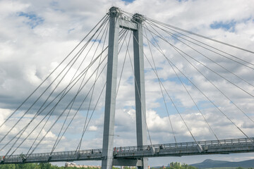Cable-stayed bridge against the backdrop of beautiful clouds