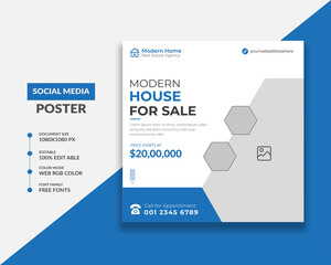 Fototapeta premium Professional Real Estate Business Social media banner and Instagram post Design Template