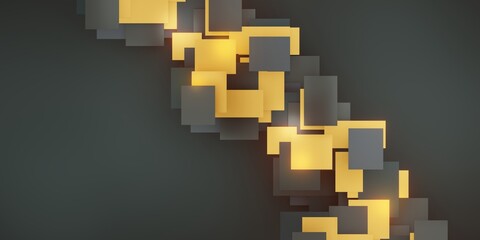Obraz premium hierarchical background Golden and black geometric tiles Abstract square 3D illustration