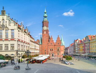 Wroclaw, Poland. View of Market square and gothic town hall