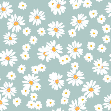 Simple seamless pattern with daisies