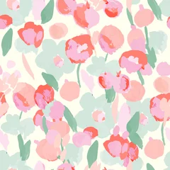 Rolgordijnen Naadloos patroon met kleurrijk patroon van abstracte bloemen © taisiyakozorez