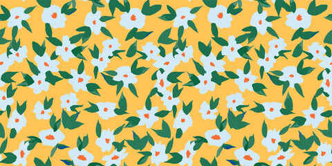 Vector floral pattern in painting style. Seamless pattern for fabric, chintz, design.