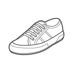 Sneakers. Shoes sneaker outline drawing vector, Sneakers drawn in a sketch style, black line sneaker trainers template outline, vector Illustration.