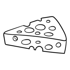 monochrome comic drawing of a piece of cheese.