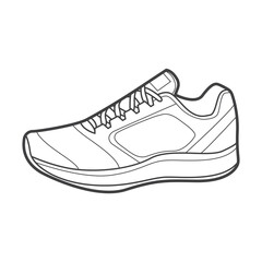 Sneakers. Shoes sneaker outline drawing vector, Sneakers drawn in a sketch style, black line sneaker trainers template outline, vector Illustration.