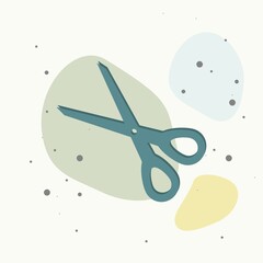 Vector icons scissors on multicolored background.