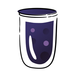 vector illustration with jar of blueberry jam on white background