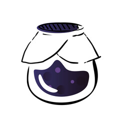 vector illustration with jar of blueberry jam on white background