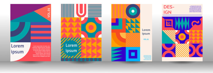 Retro geometric covers, bauhaus covers, cover design, poster design