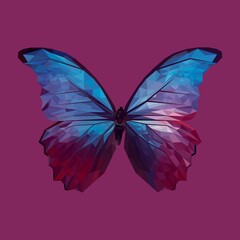 Butterfly geometric design, low poly triangular and wire frame vector illustration EPS 10 isolated. Polygonal style trendy modern logo design. Suitable for printing on a t-shirt.