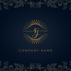 Fototapeta na wymiar Elegant luxury letter RJ logo.