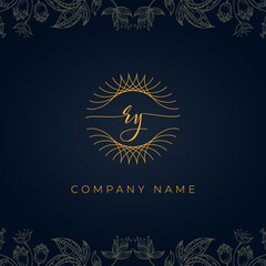 Fototapeta na wymiar Elegant luxury letter RY logo.